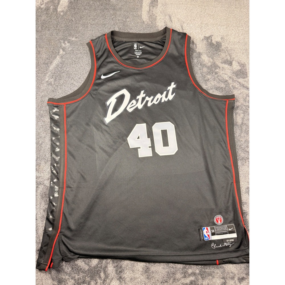 Nike Detroit Pistons Bill Laimbeer 40 City Edition Jersey Black Mens 58 3XL